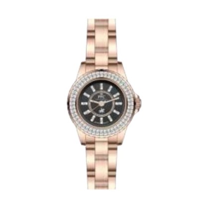 Paris Polo Club PPC-FE12-RG-BK Rose Gold Solid Steel Band Women Watch 